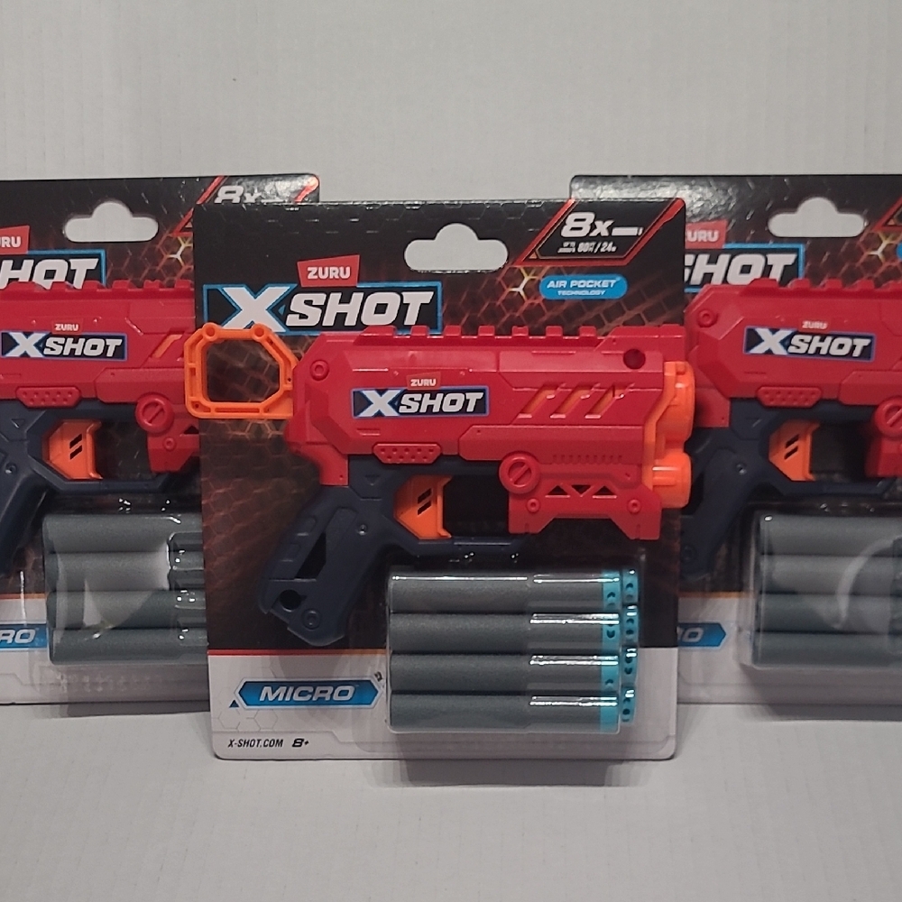 Three (3) Zuru XShot Foam Dart Blasters